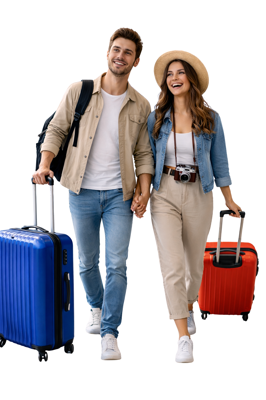 Ilustración de viajeros felices